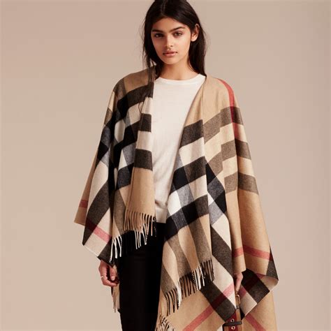 burberry check wool cape|Burberry poncho shawl pockets.